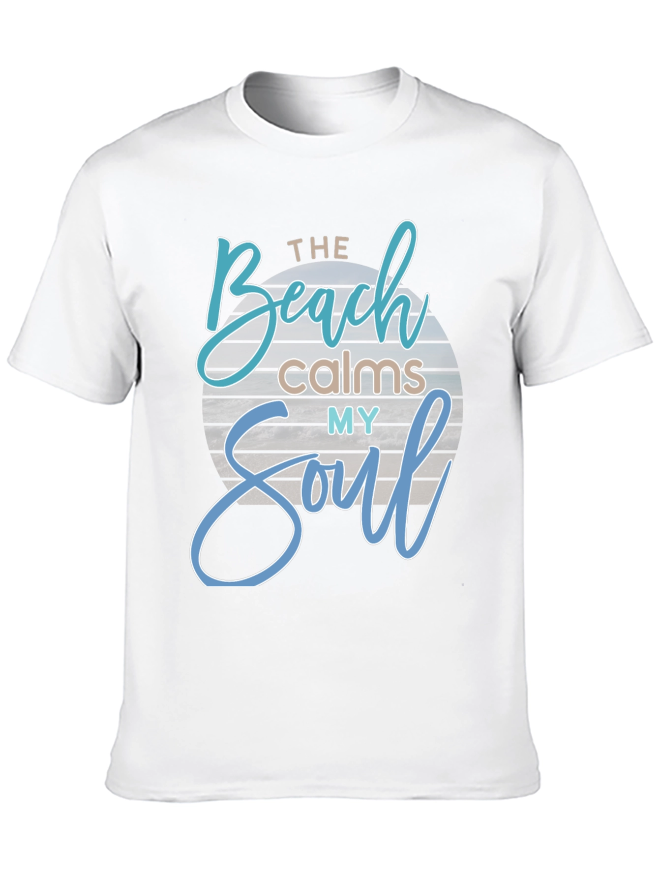 The Beach Calms My Soul Black Graphic T-Shirt
