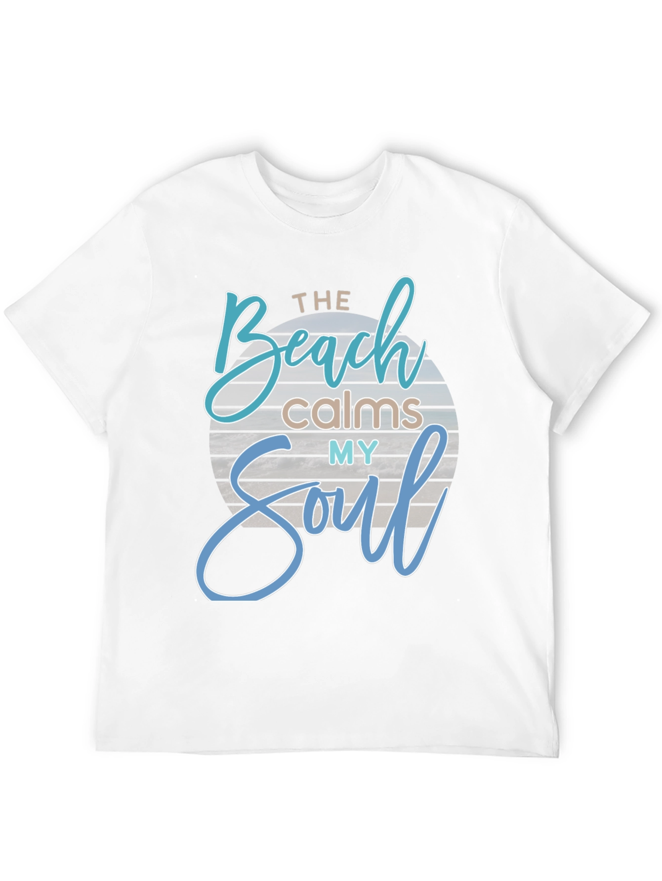 The Beach Calms My Soul Black Graphic T-Shirt