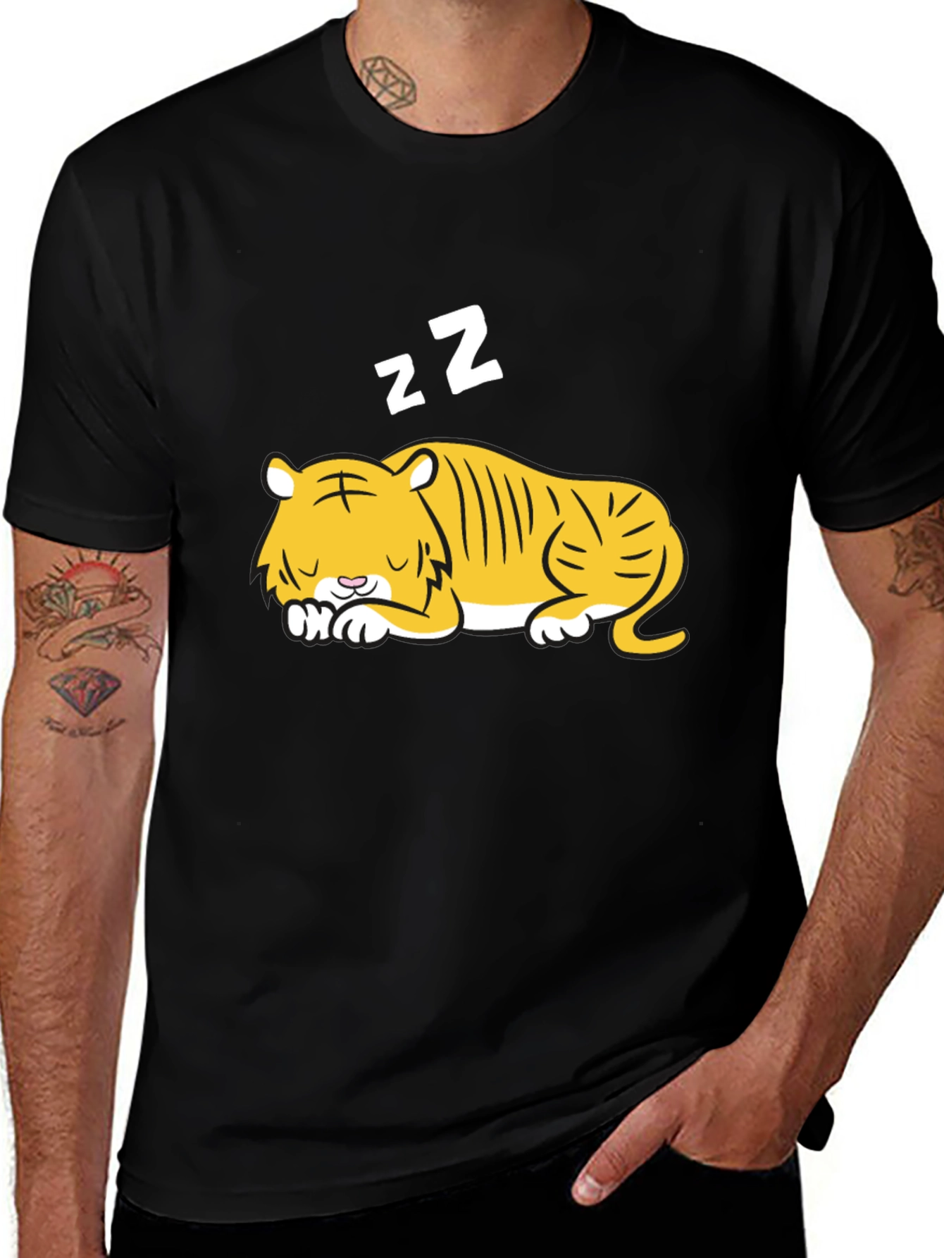 Sleeping Tiger Graphic Tee - Black
