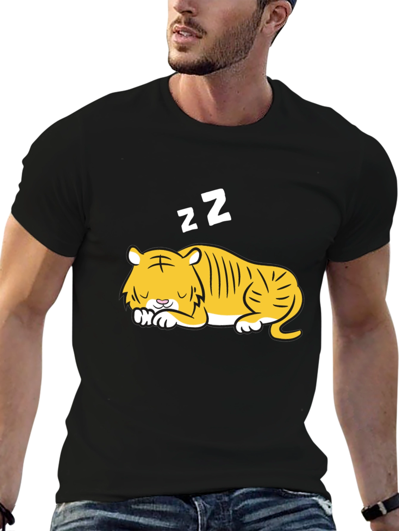 Sleeping Tiger Graphic Tee - Black