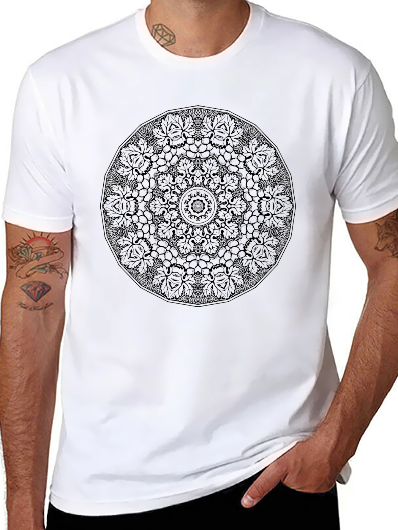 Black Mandala Graphic Tee - Stylish Casual Wear