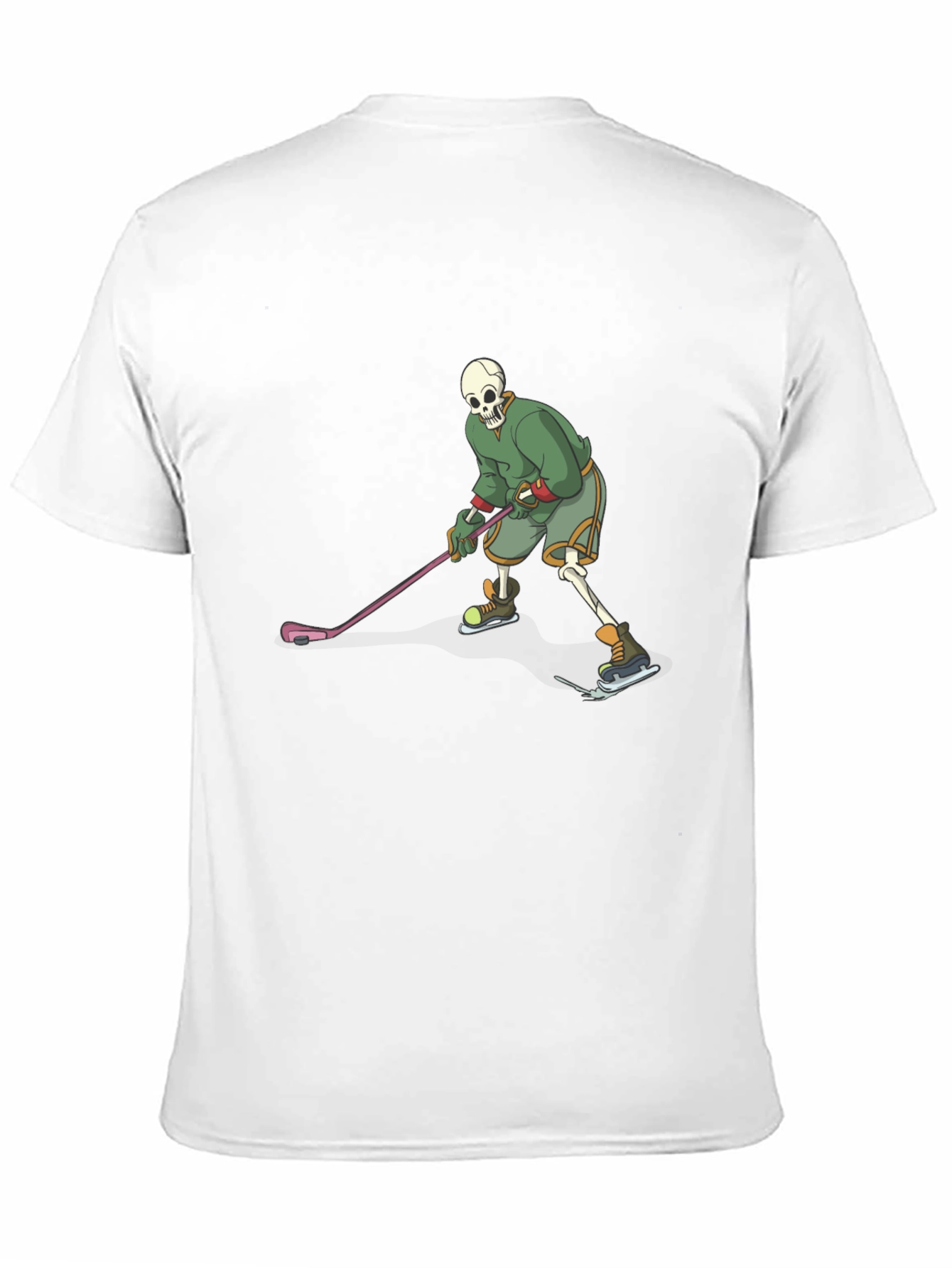 Skeleton Hockey Player Black T-Shirt