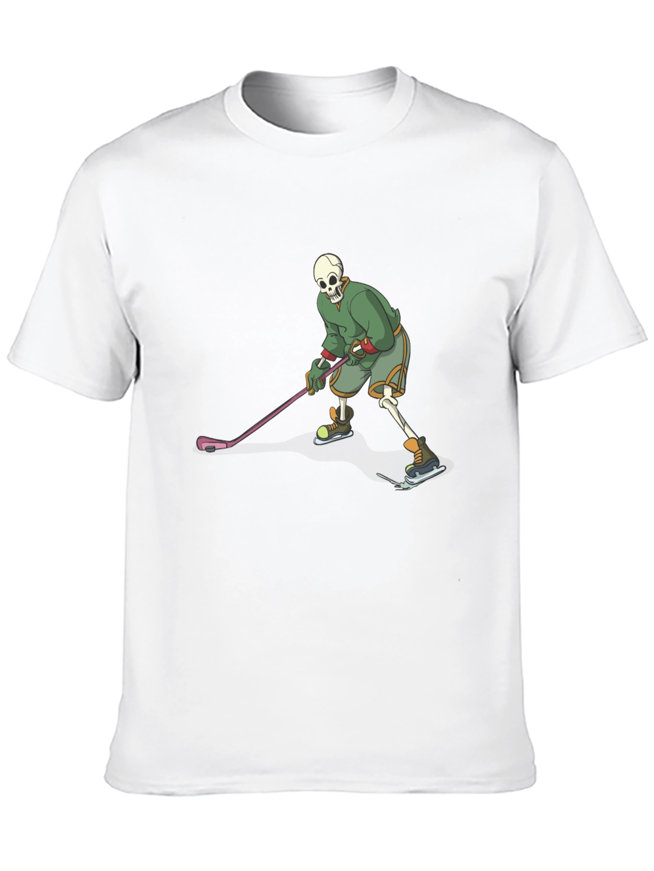 Skeleton Hockey Player Black T-Shirt