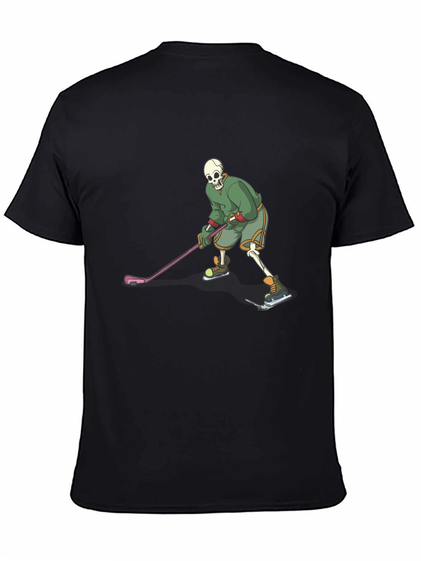 Skeleton Hockey Player Black T-Shirt