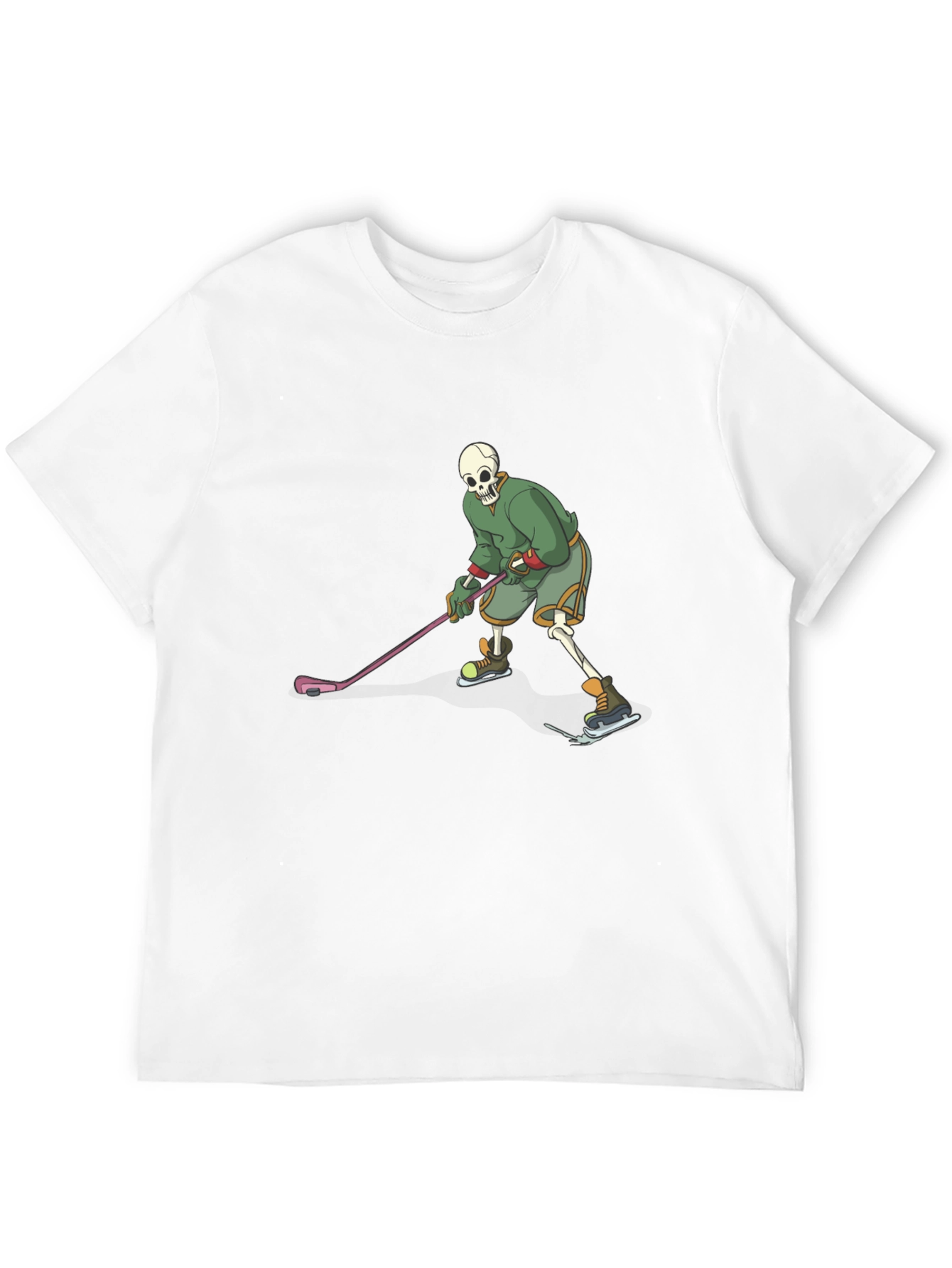 Skeleton Hockey Player Black T-Shirt