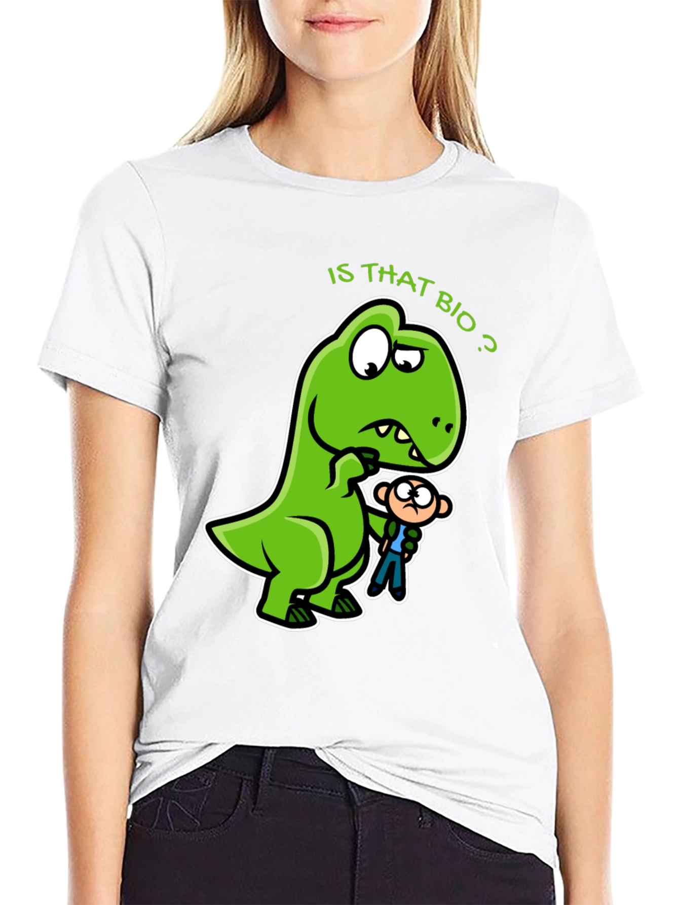 Is That Bio? Funny Dinosaur Graphic T-Shirt