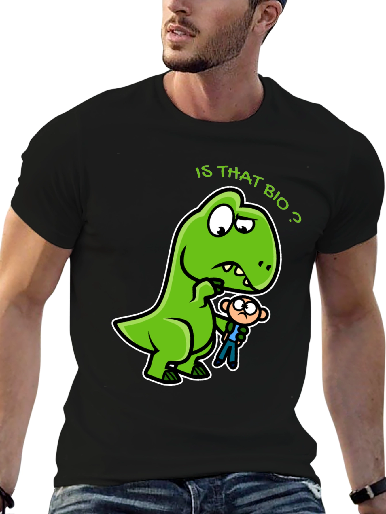 Is That Bio? Funny Dinosaur Graphic T-Shirt