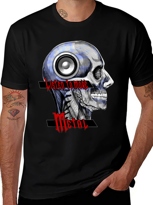 Listen to More Metal T-Shirt - Skull Design