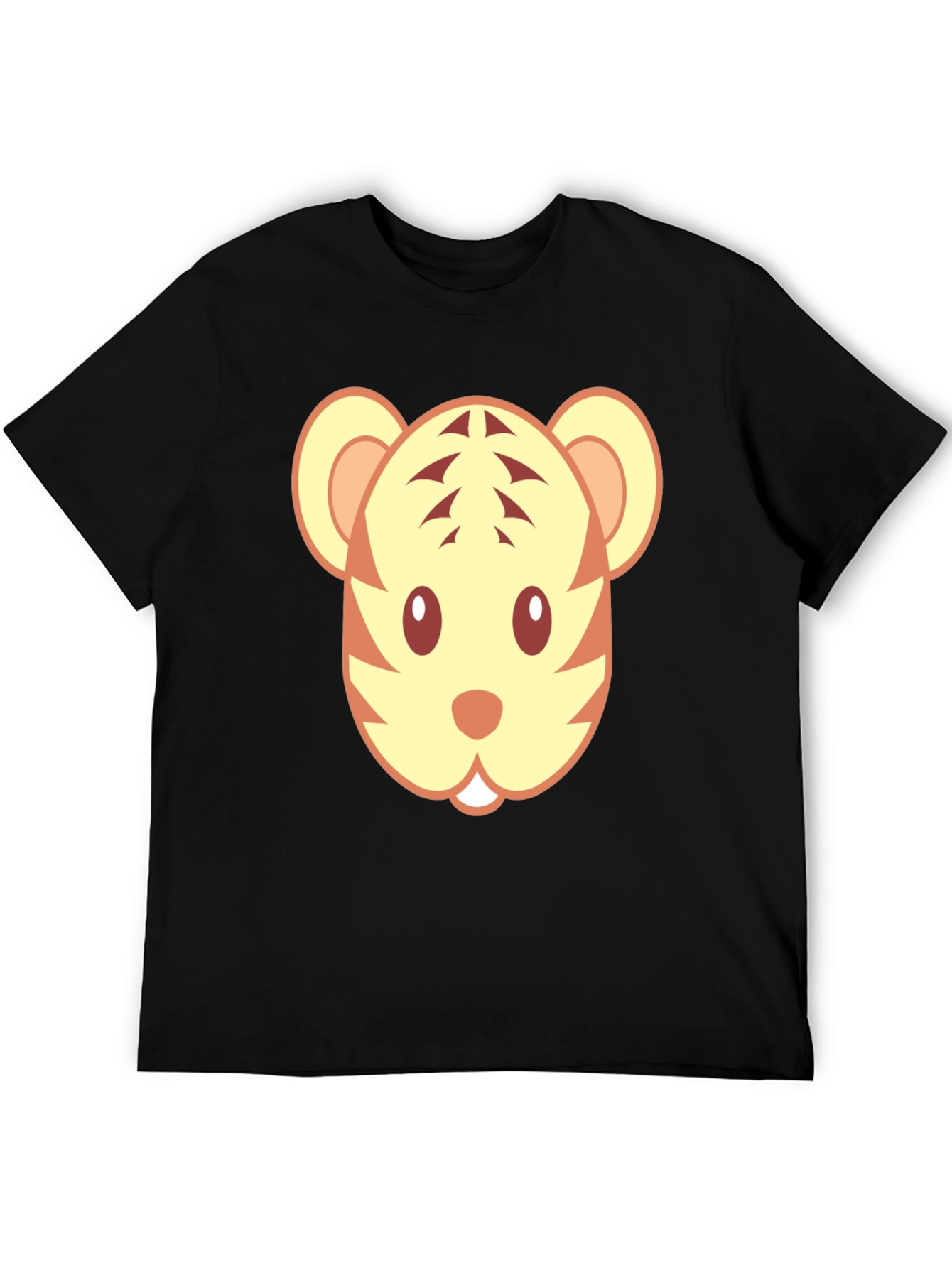 Cute Tiger Face Graphic Black T-Shirt