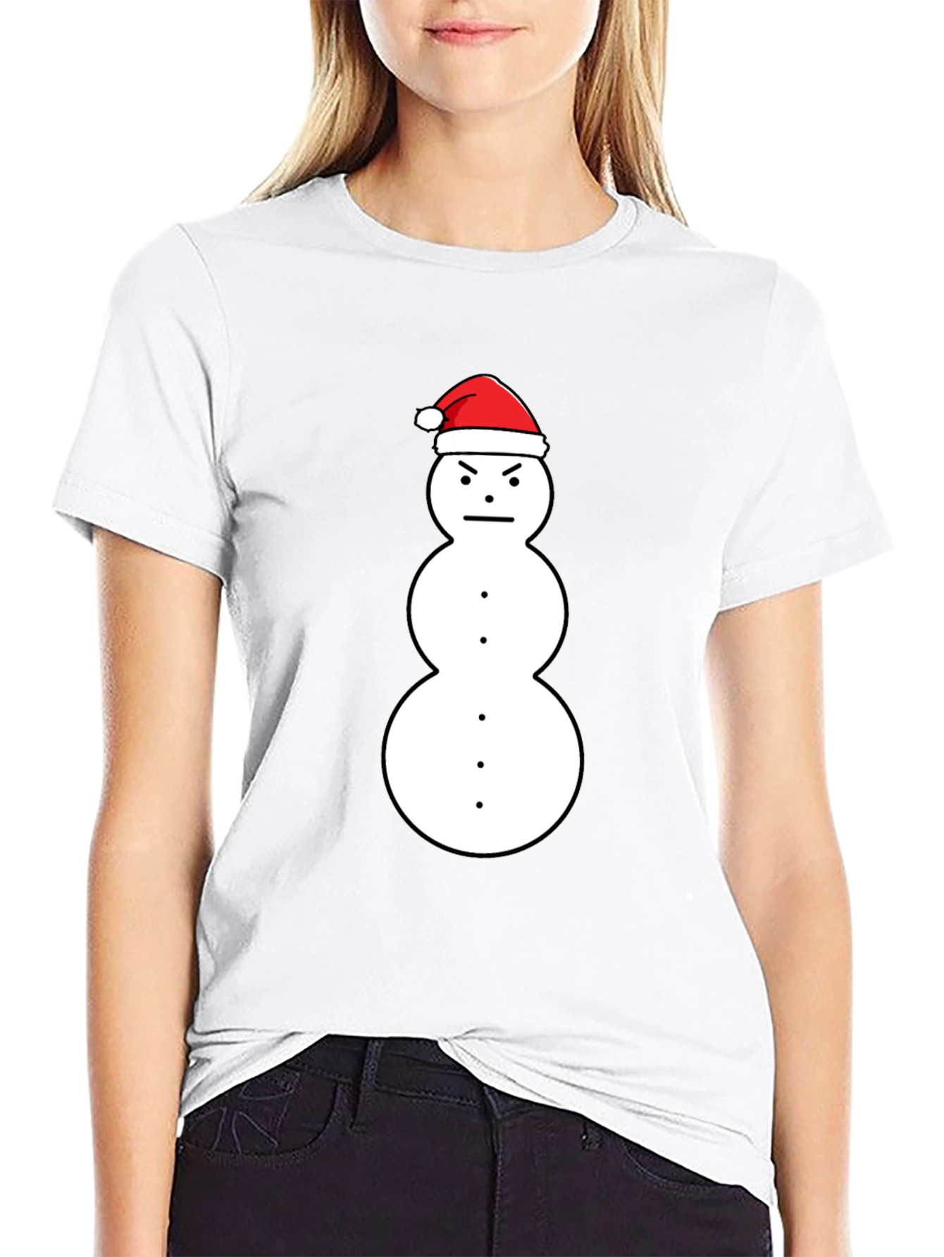 Grumpy Snowman Santa Hat Graphic Tee
