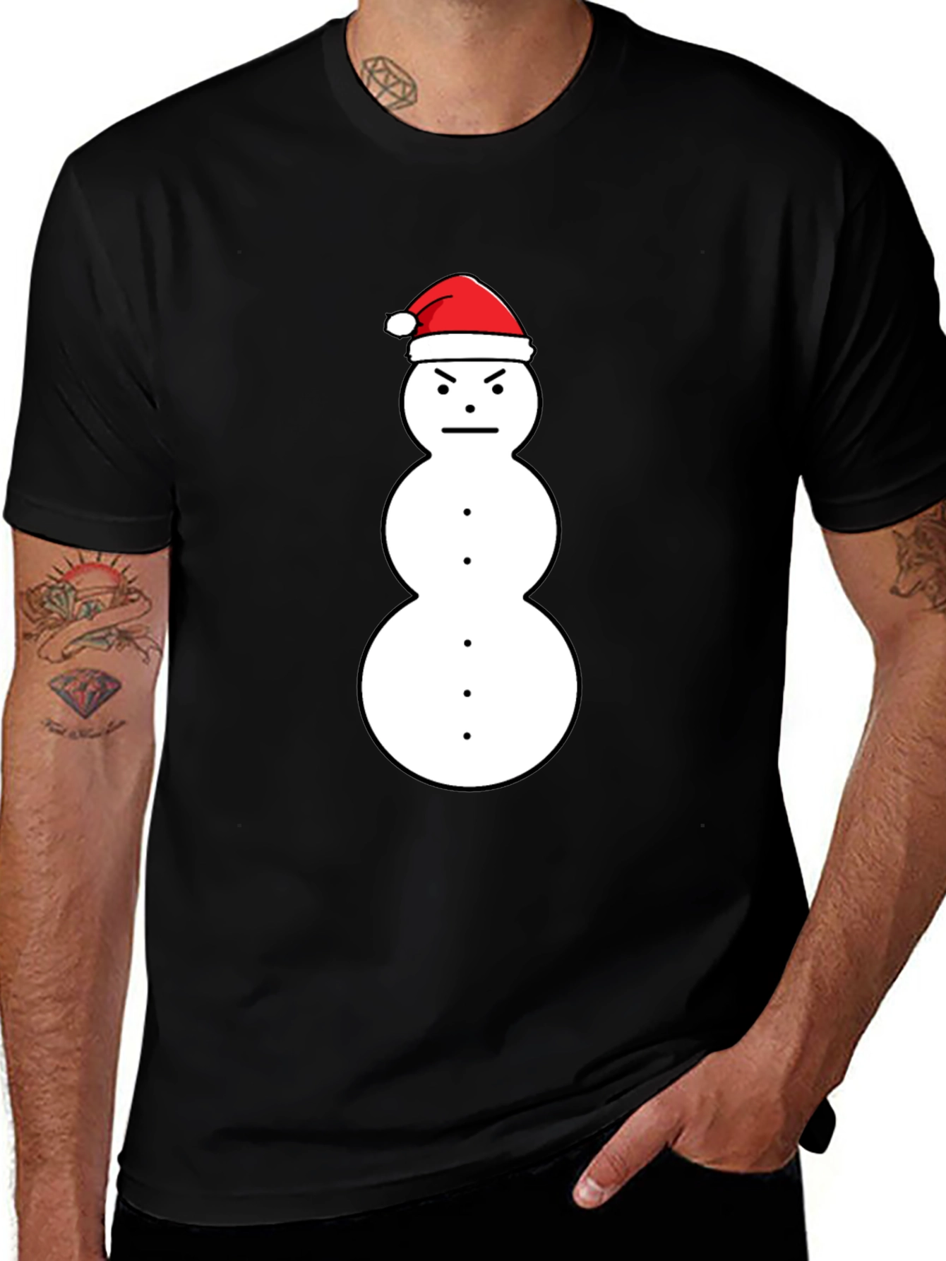 Grumpy Snowman Santa Hat Graphic Tee