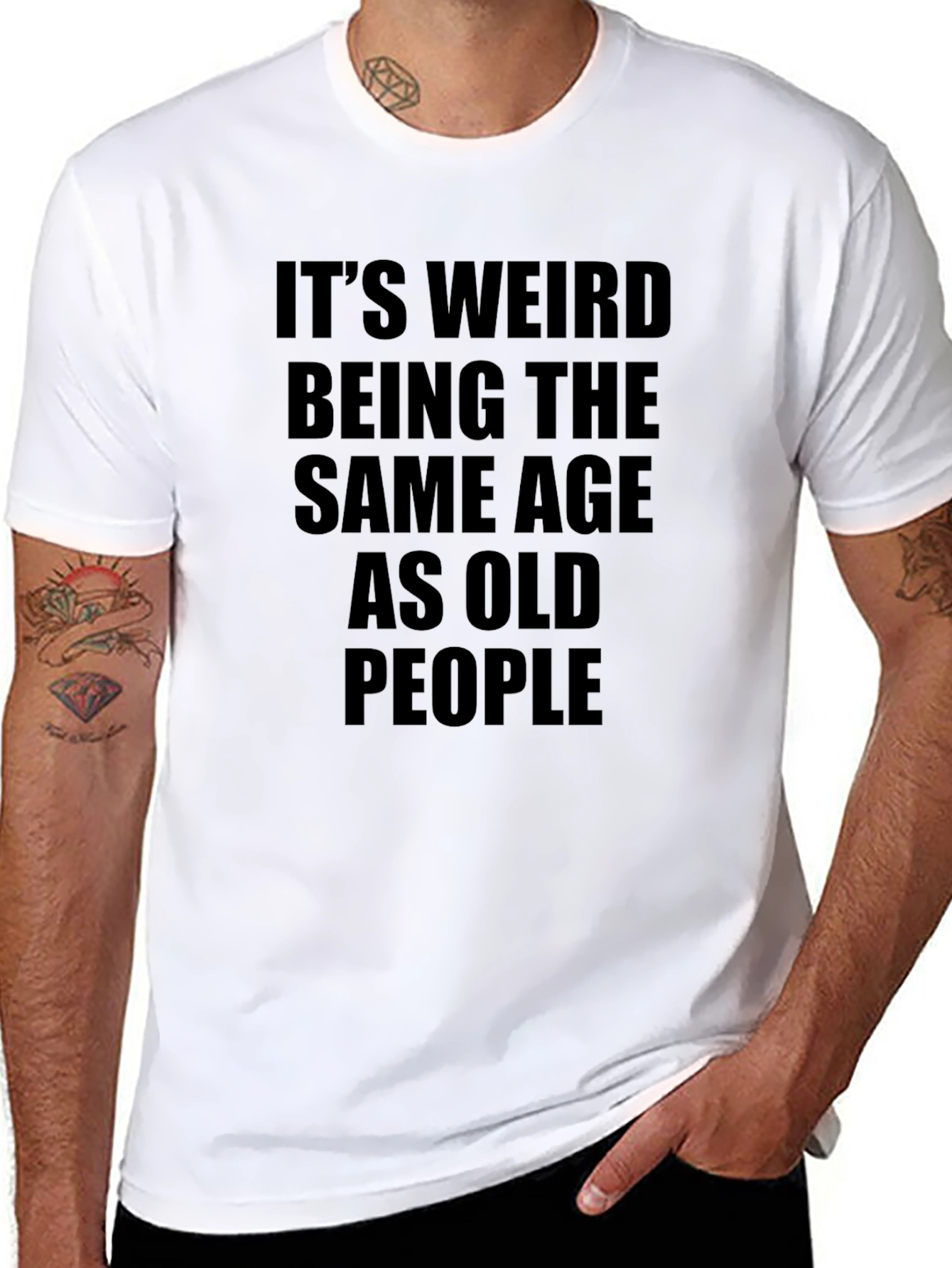 Funny Old People Graphic Tee - Black Cotton T-Shirt