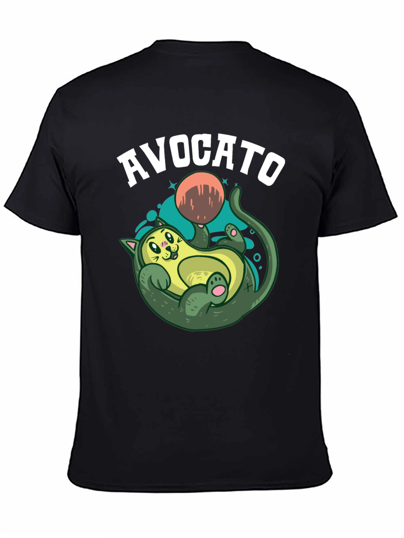 Avocato Black T-Shirt - Funny Cat Avocado Design