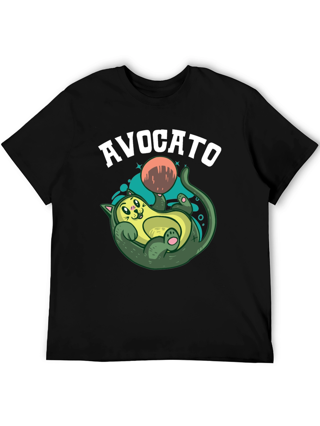 Avocato Black T-Shirt - Funny Cat Avocado Design