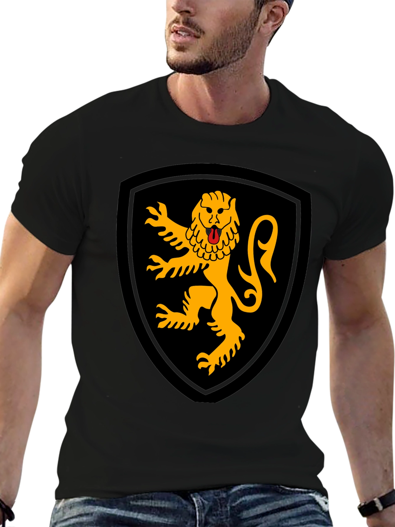 Heraldic Lion Black T-Shirt