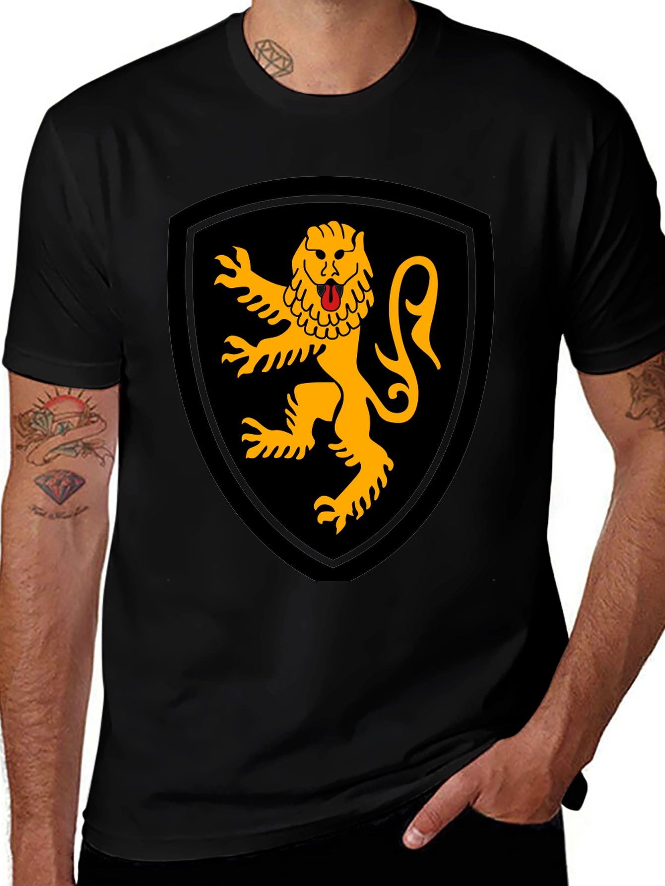 Heraldic Lion Black T-Shirt