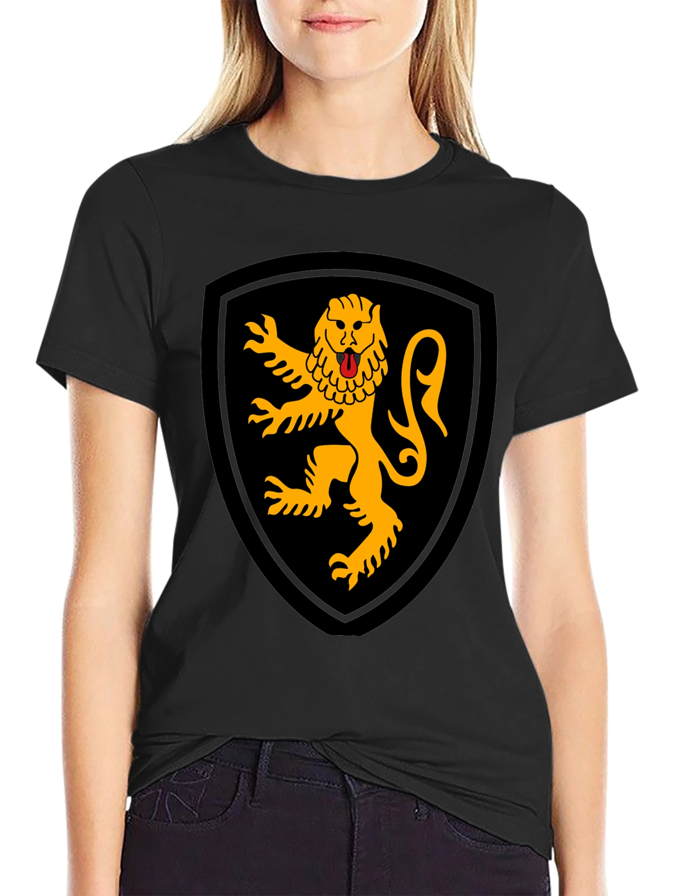 Heraldic Lion Black T-Shirt