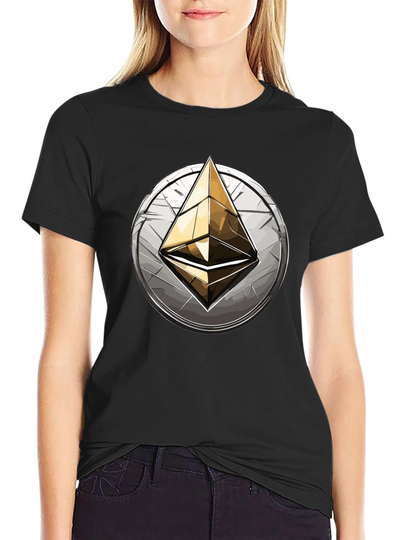 Ethereum Logo Graphic Tee - Black Cotton Comfort