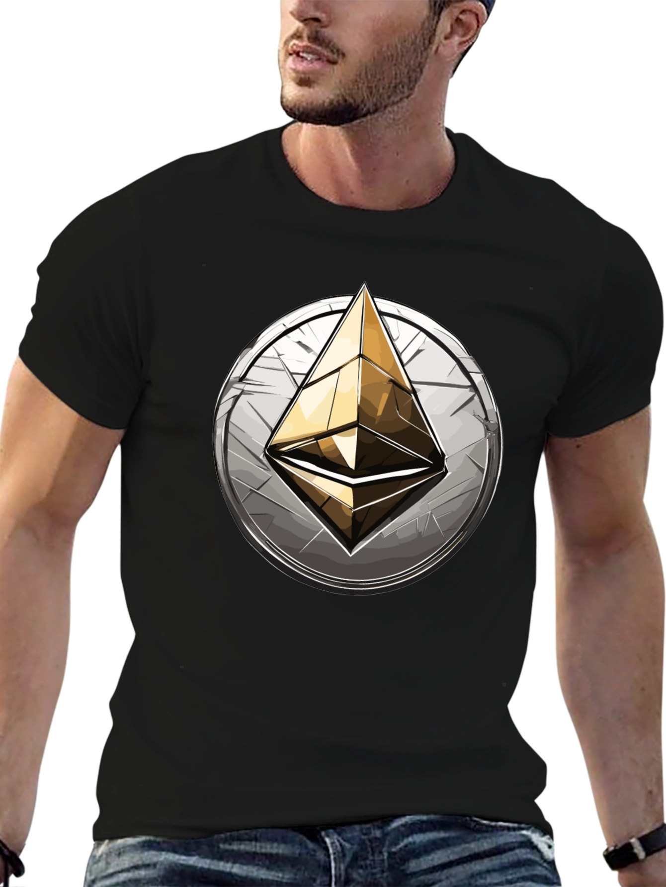 Ethereum Logo Graphic Tee - Black Cotton Comfort