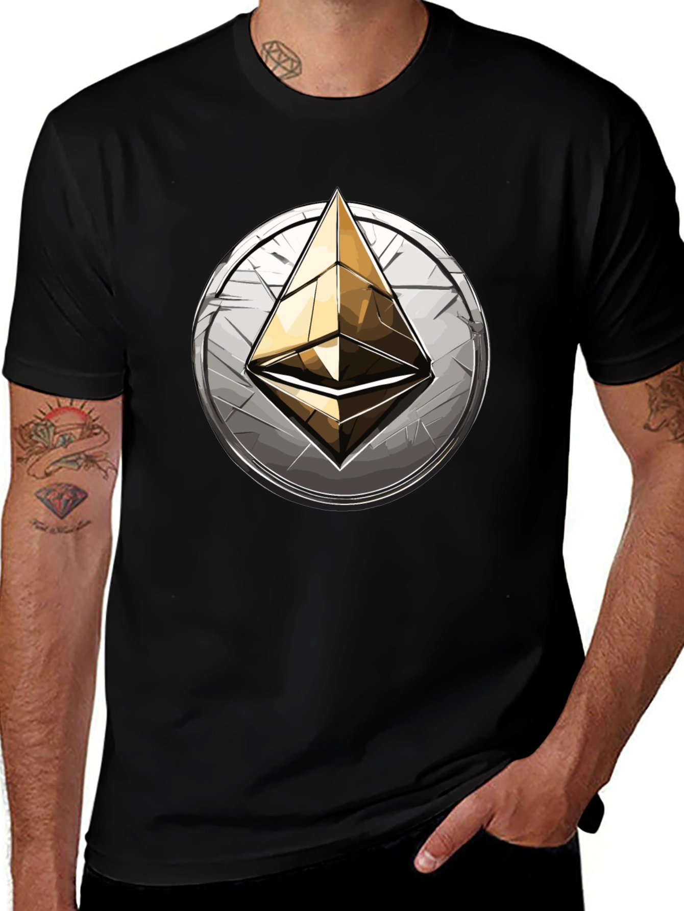 Ethereum Logo Graphic Tee - Black Cotton Comfort