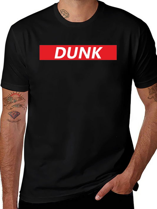 DUNK Red Box Logo Tee - Black Cotton Casual T-Shirt