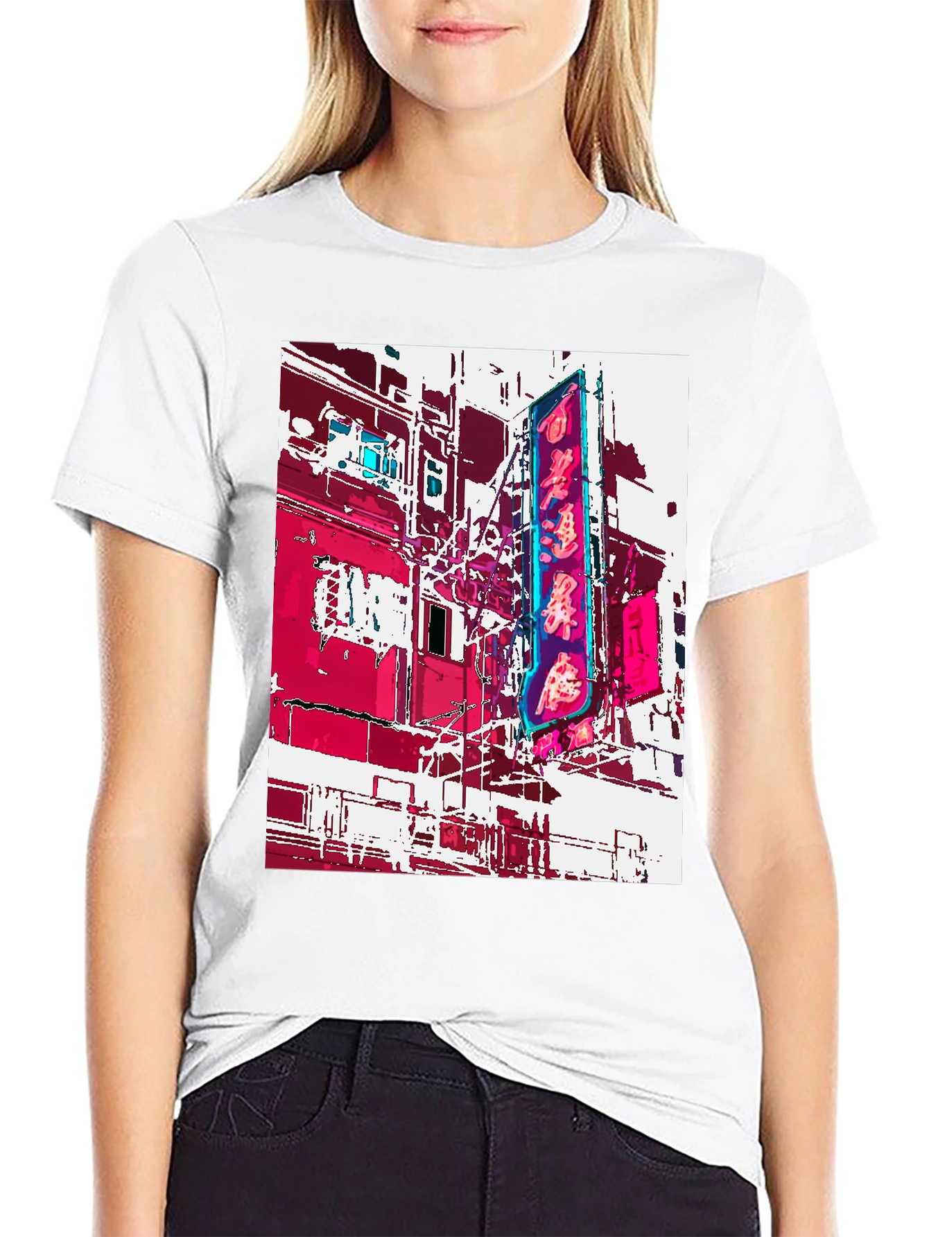 Neon Cityscape Graphic Tee