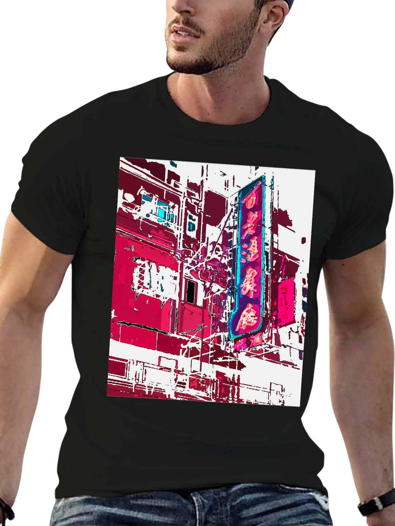Neon Cityscape Graphic Tee