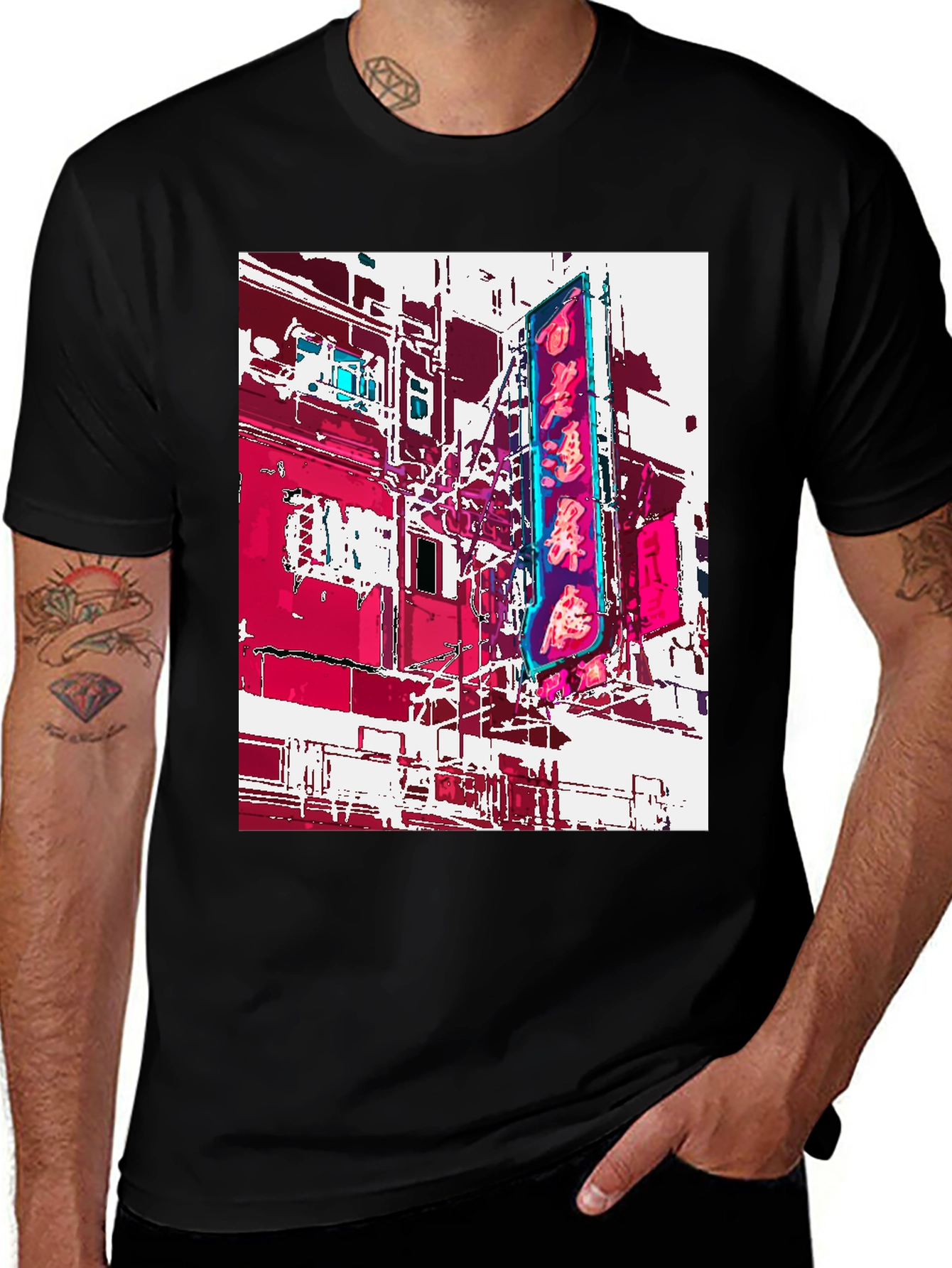 Neon Cityscape Graphic Tee