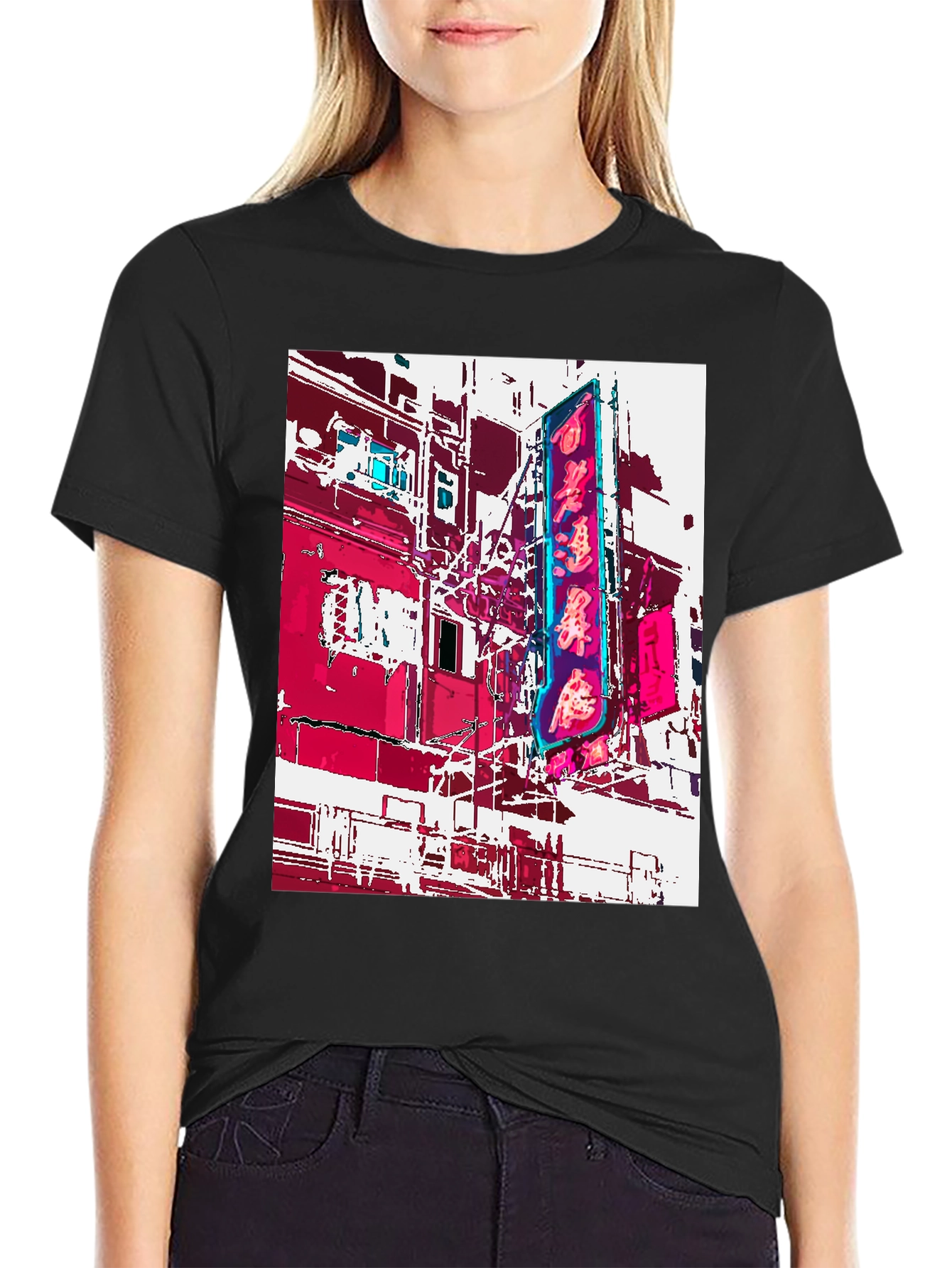 Neon Cityscape Graphic Tee