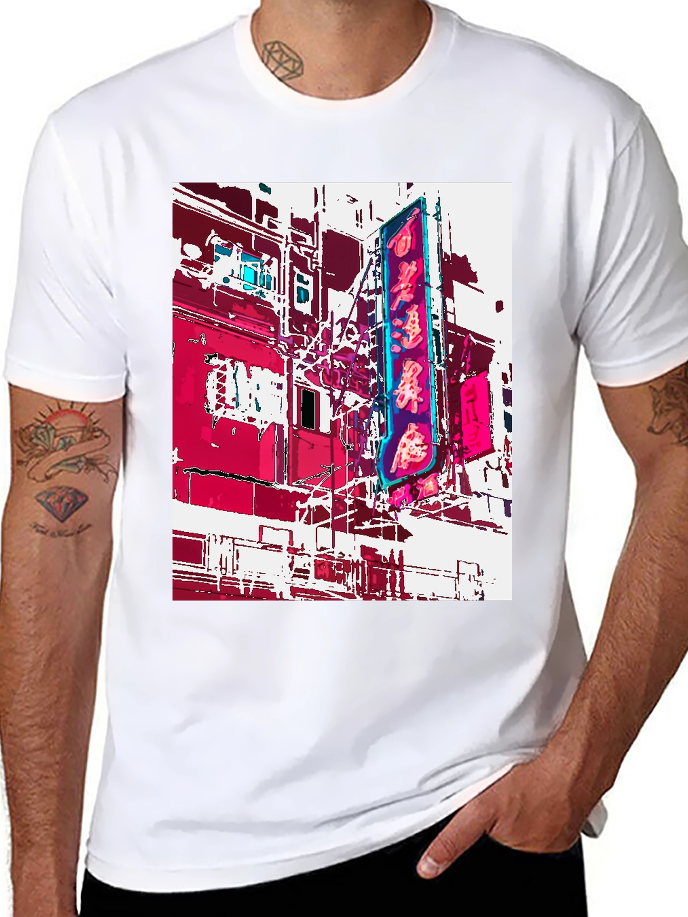 Neon Cityscape Graphic Tee
