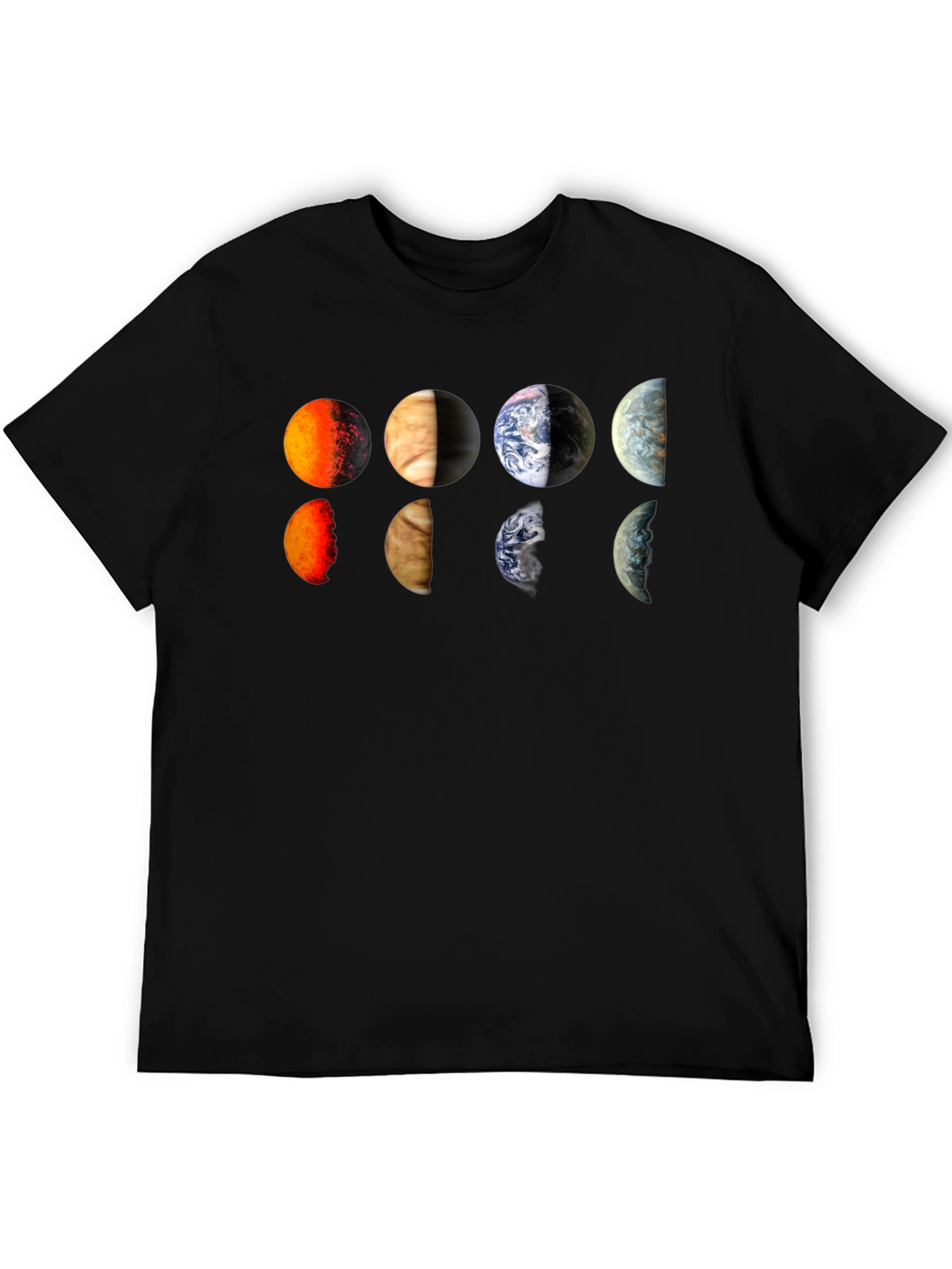 Planets Graphic Tee - Black Cotton T-Shirt