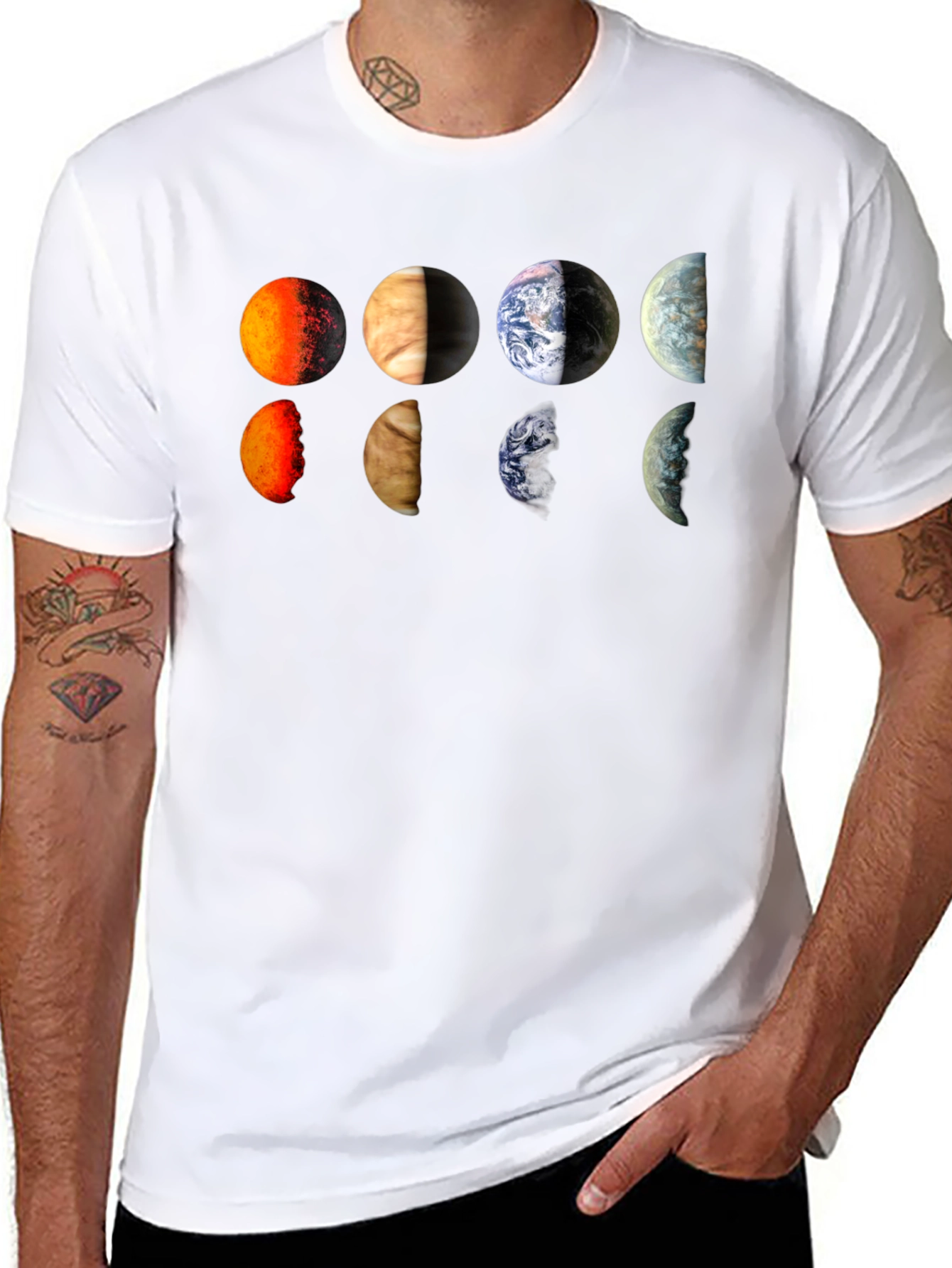 Planets Graphic Tee - Black Cotton T-Shirt