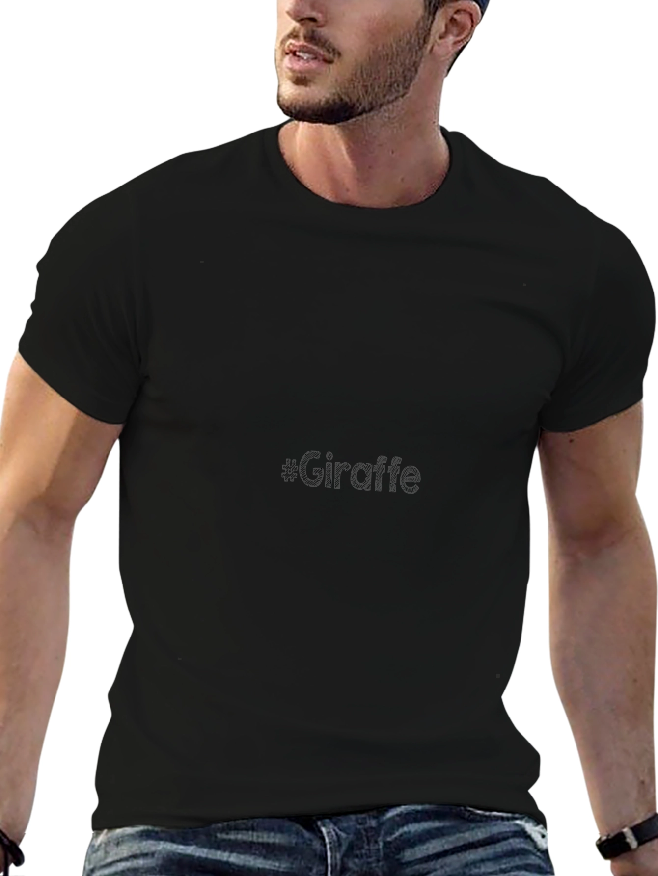 Mens Solid Black Casual T-Shirt