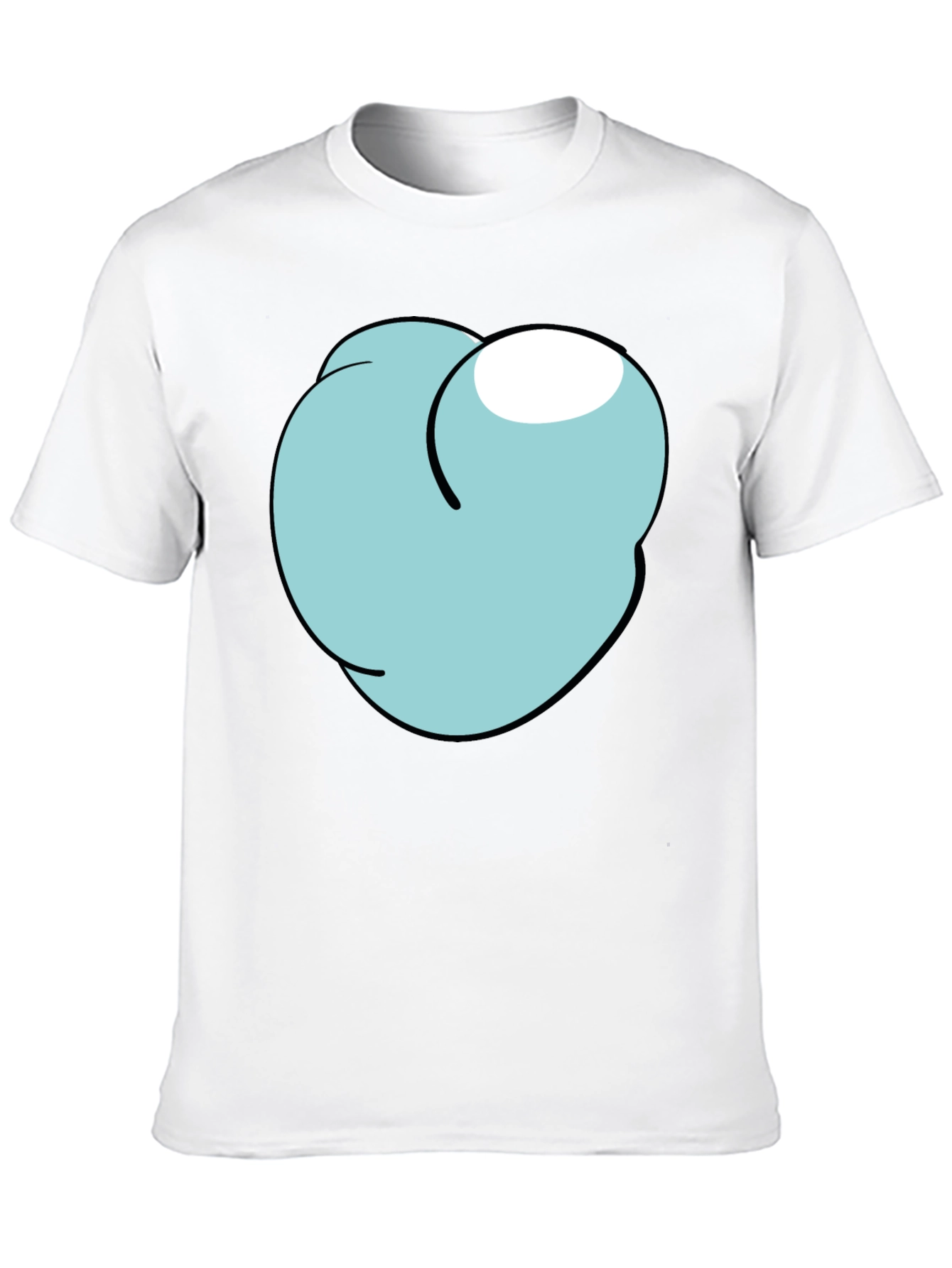 Cartoon Peach Graphic Tee - Funny Mens Black T-Shirt