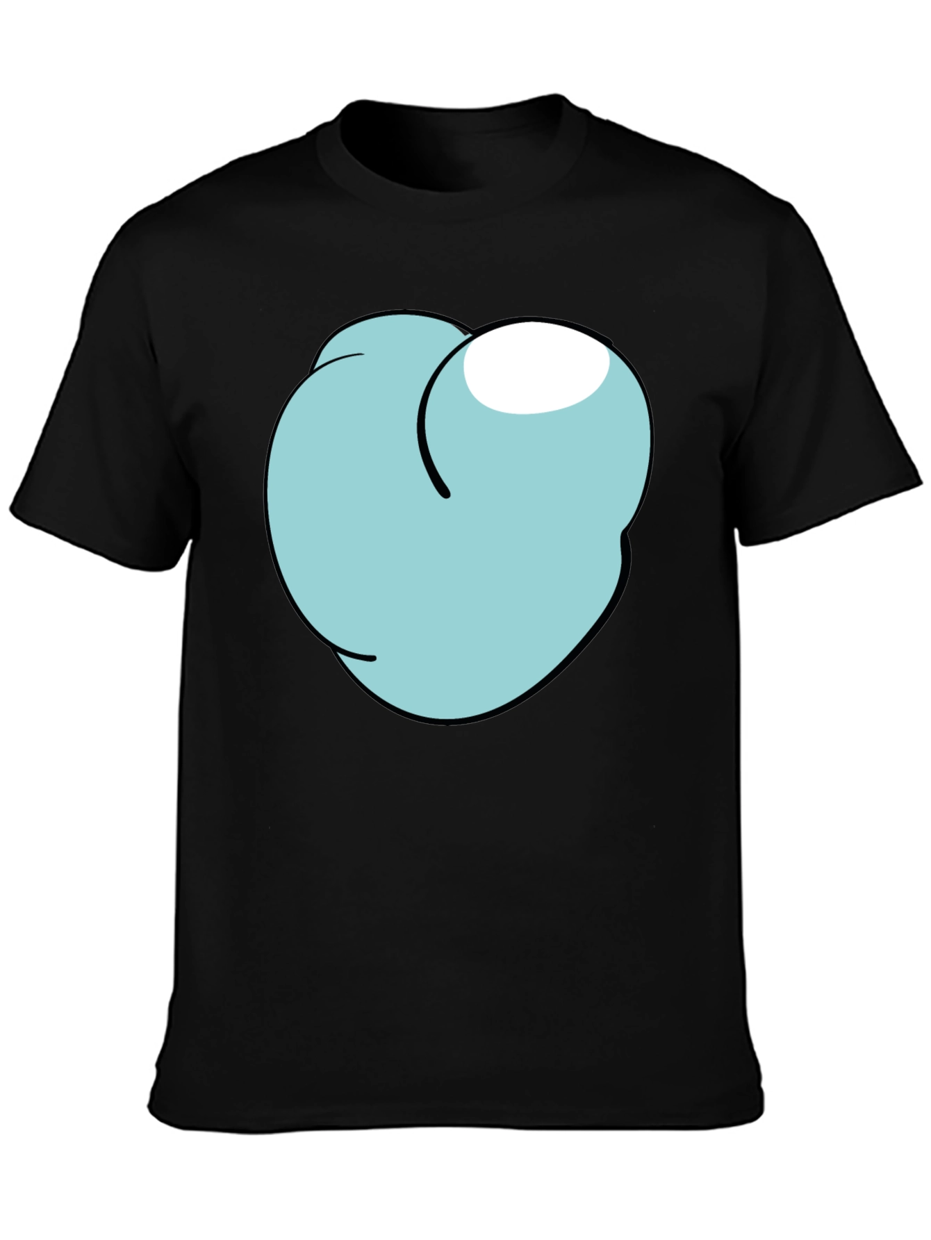 Cartoon Peach Graphic Tee - Funny Mens Black T-Shirt