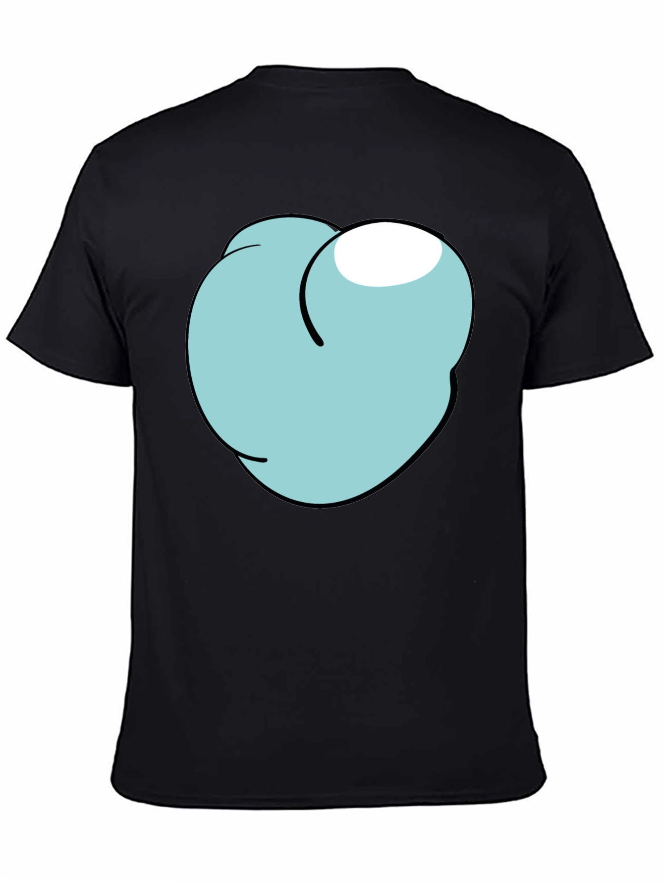Cartoon Peach Graphic Tee - Funny Mens Black T-Shirt