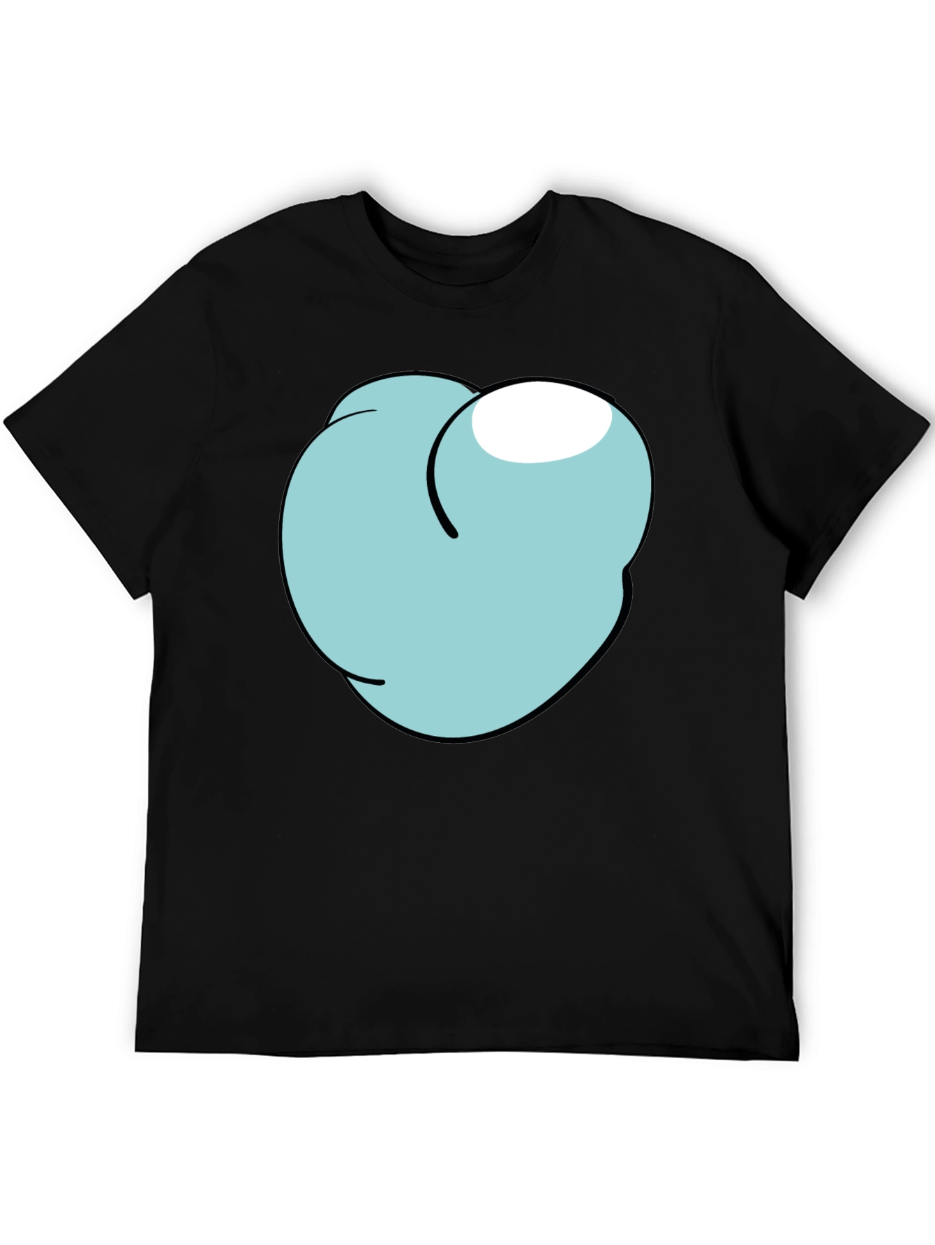 Cartoon Peach Graphic Tee - Funny Mens Black T-Shirt