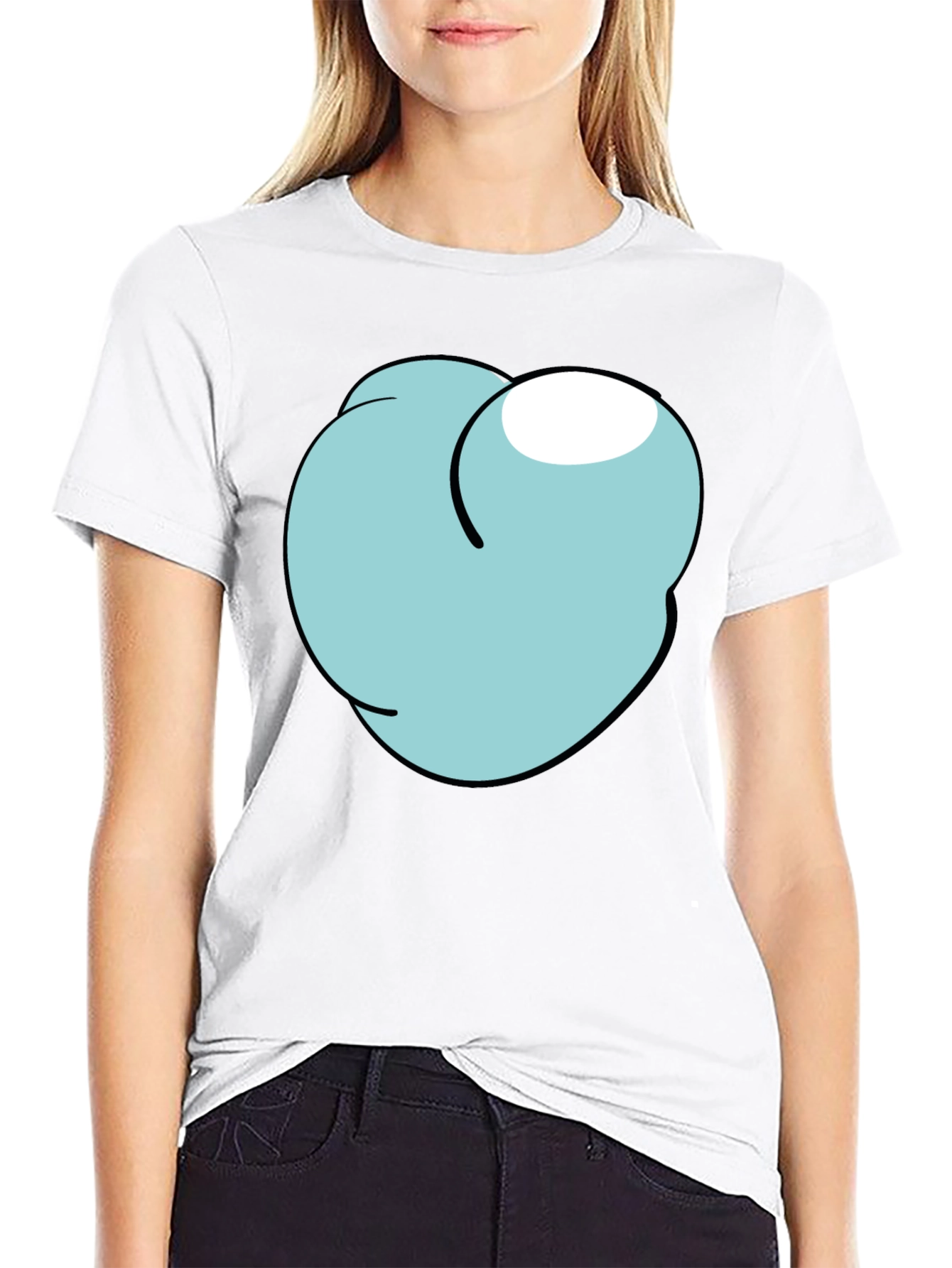 Cartoon Peach Graphic Tee - Funny Mens Black T-Shirt