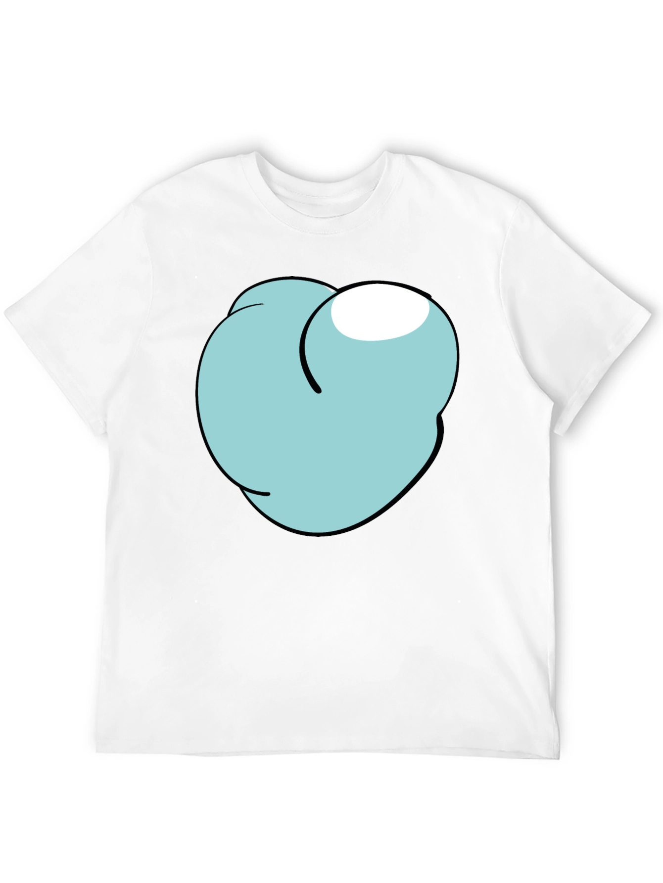 Cartoon Peach Graphic Tee - Funny Mens Black T-Shirt