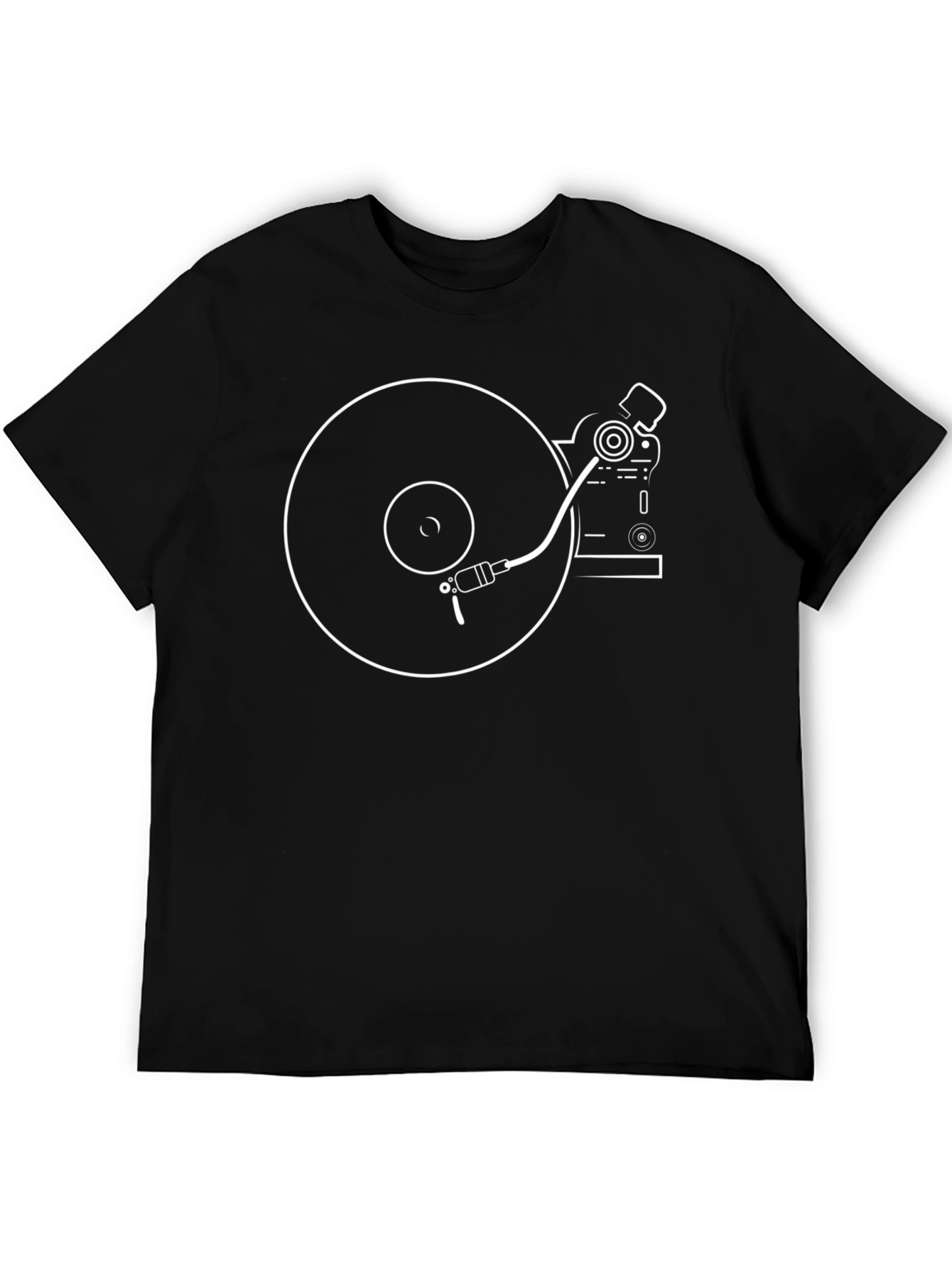 DJ Turntable Graphic Tee - Black Cotton T-Shirt