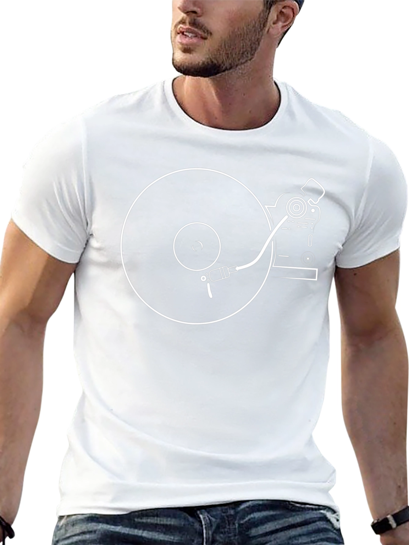 DJ Turntable Graphic Tee - Black Cotton T-Shirt