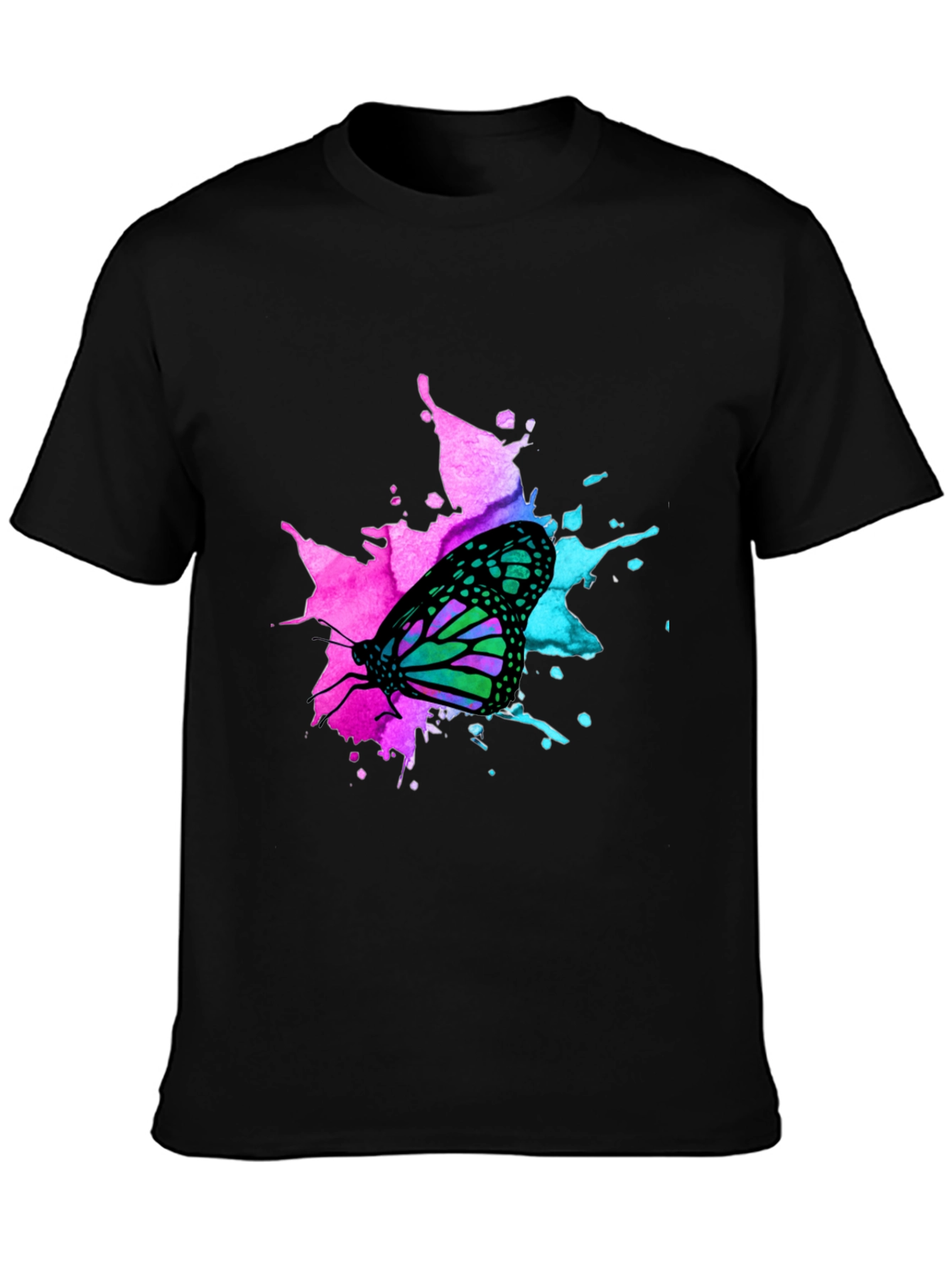 Butterfly Splash Graphic Black T-Shirt