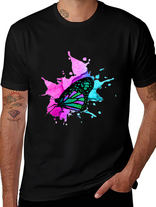 Butterfly Splash Graphic Black T-Shirt