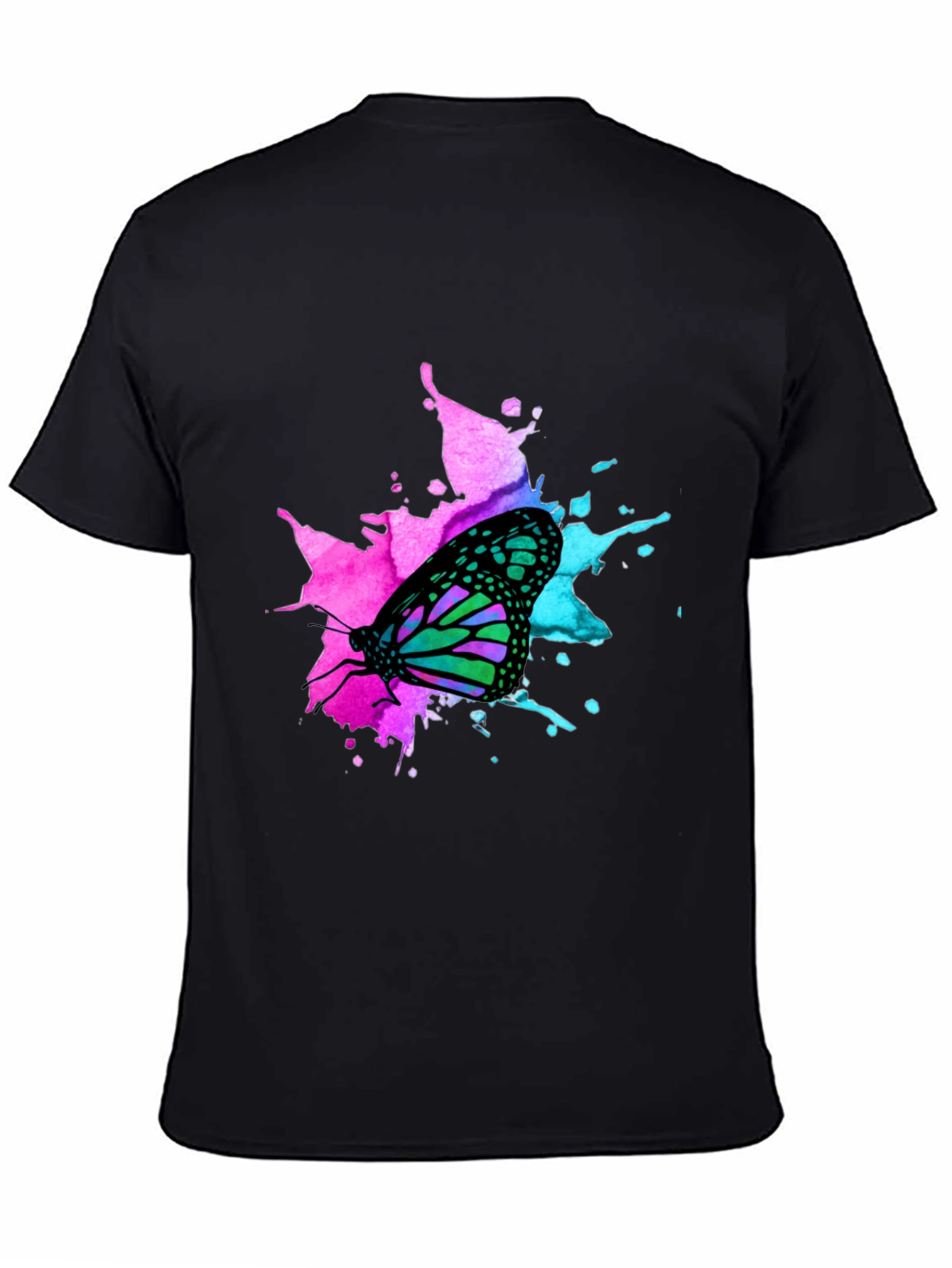 Butterfly Splash Graphic Black T-Shirt