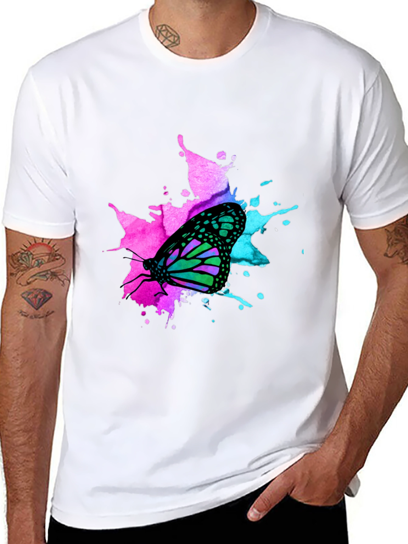 Butterfly Splash Graphic Black T-Shirt