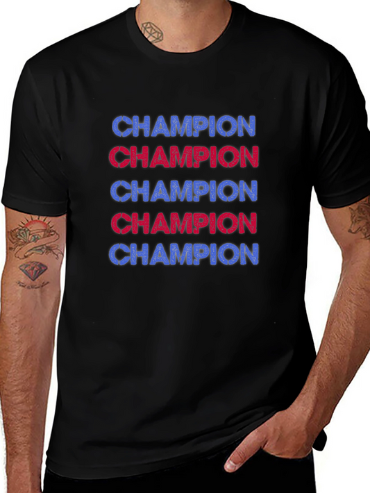 Champion Graphic Tee - Black Casual T-Shirt
