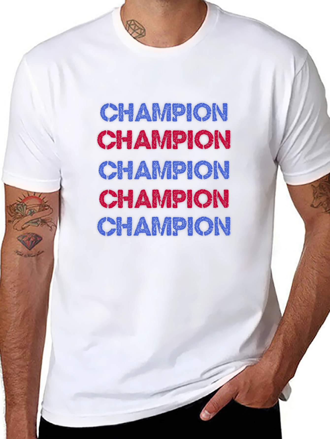 Champion Graphic Tee - Black Casual T-Shirt