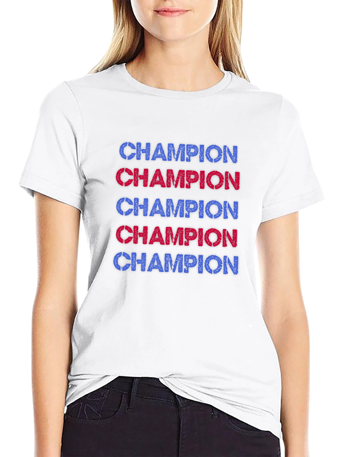 Champion Graphic Tee - Black Casual T-Shirt