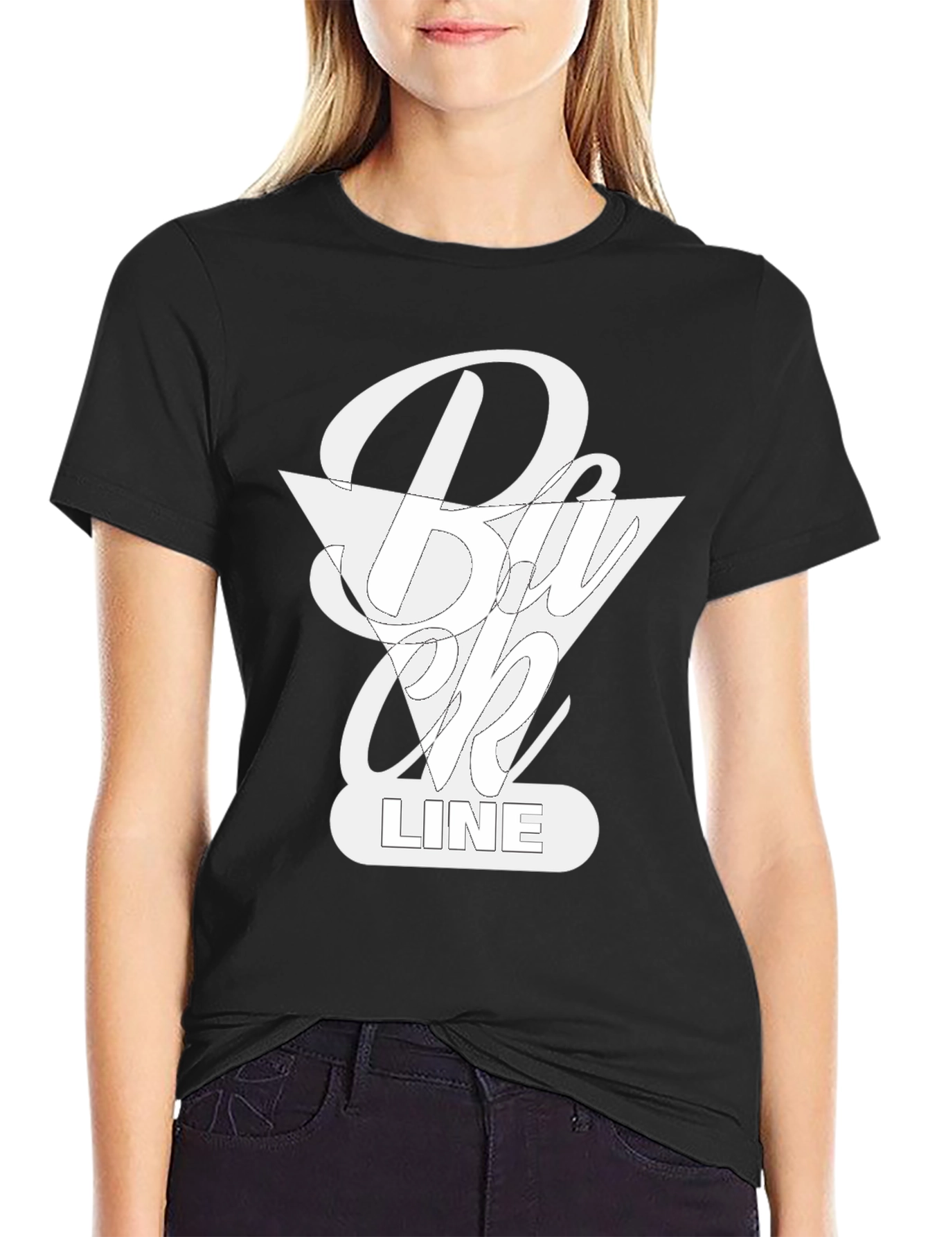 Stylish Back Line Black T-Shirt
