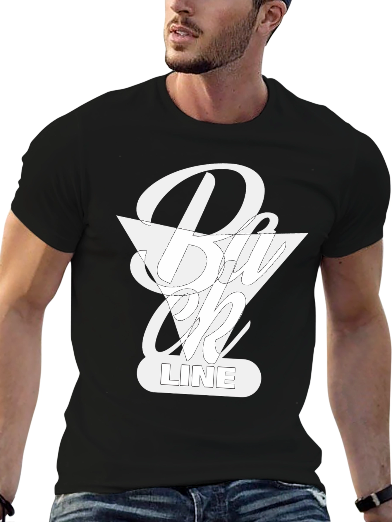 Stylish Back Line Black T-Shirt